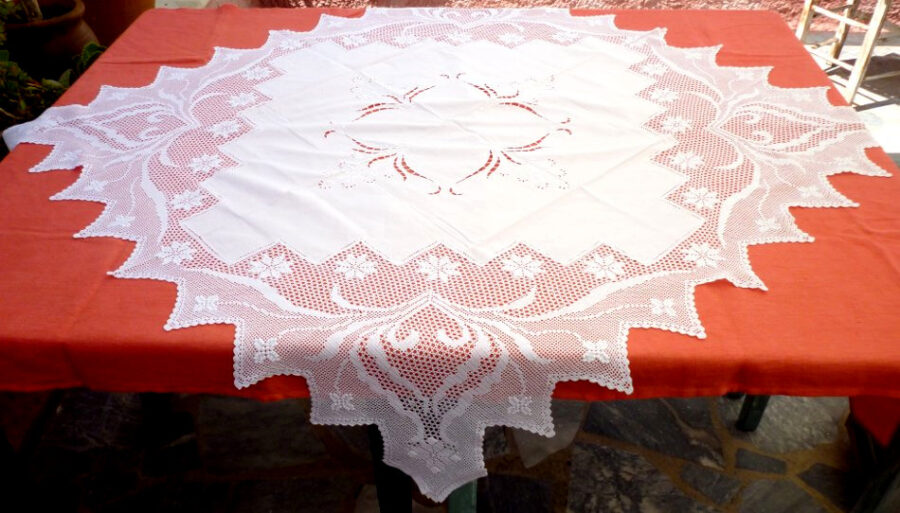 Handmade tablecloth with crochet