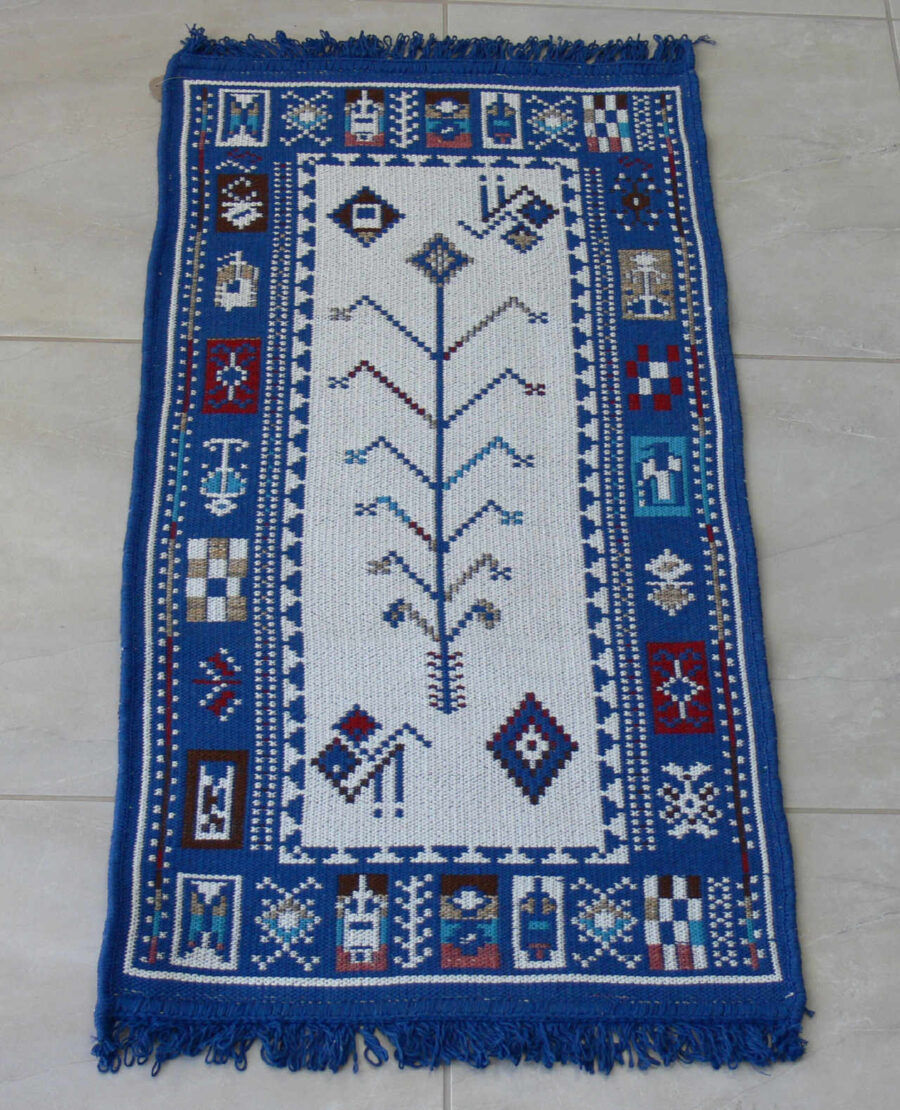 cotton woven rug blue