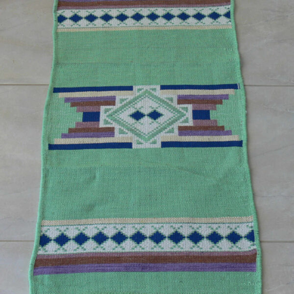 cotton woven rug bright green