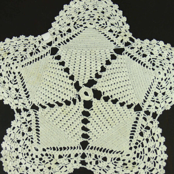 hand crochet doily with 5 motifs