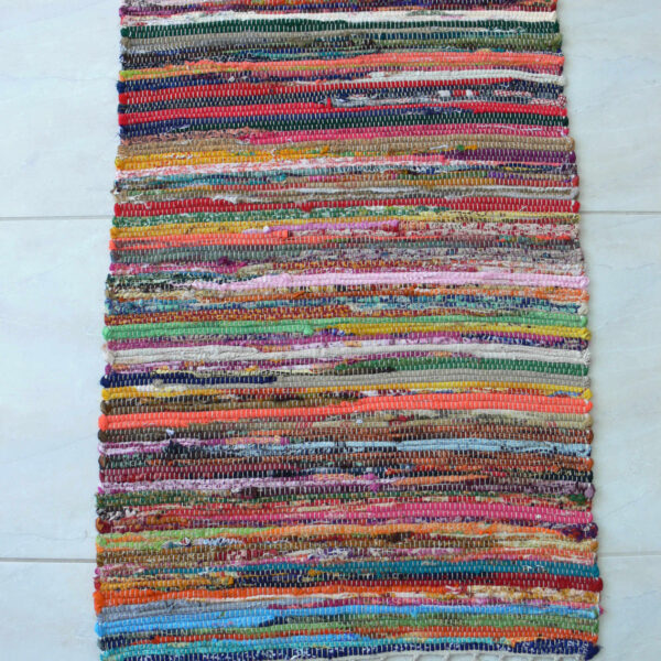 multicolored cotton woven rag rug